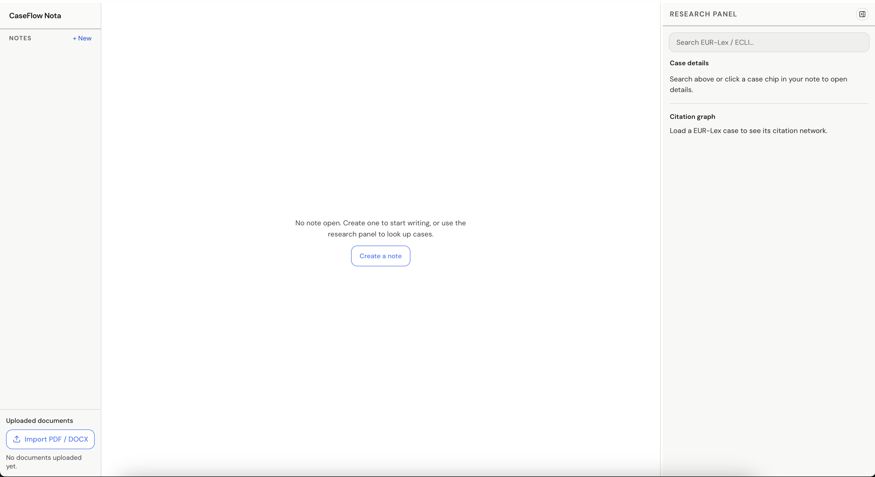 CaseFlow Nota app screenshot